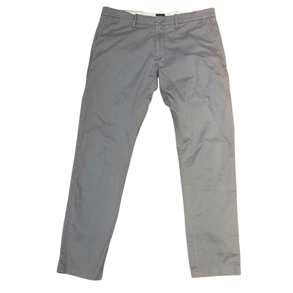 J.Crew Chino Pants Mens Grey Stretch 484 Slim Straight Leg Pants Size 33x32